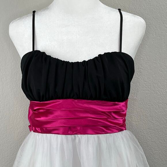 Trixxi White Black Pink Sparkle Glitter Sleeveless Tulle Party Mini Dress Jr Med - Picture 5 of 15